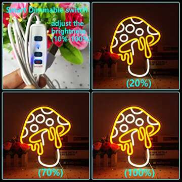 Mushroom Neon Sign Dimmable LED Night Light for Kids