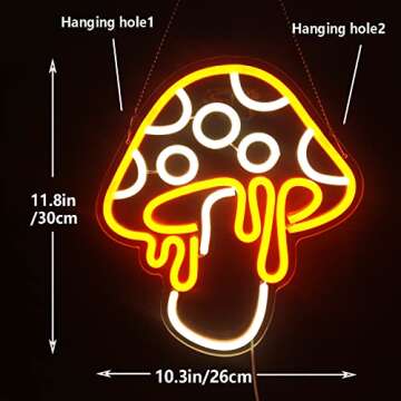 Mushroom Neon Sign Dimmable LED Night Light for Kids