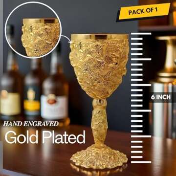 LEATHERVINES Gold Plated Chalice Goblet for Royal Drinking