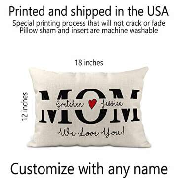 Grandma Pillow - Gifts for Grandma - Gifts for Mom from Daughter - Mom Gifts - Customized Pillow - Grandma Birthday Gifts from Grandchildren (Linen, 12 x18 Mom)