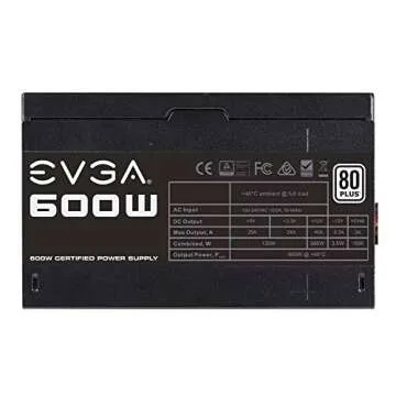 EVGA 600W 80 Plus Certified 100-W1-0600-K1 Power Supply, 600W