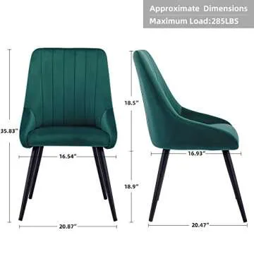 DUHOME Dining Chairs Set of 2, Upholstered Tufted Accent Chairs in Dark Green