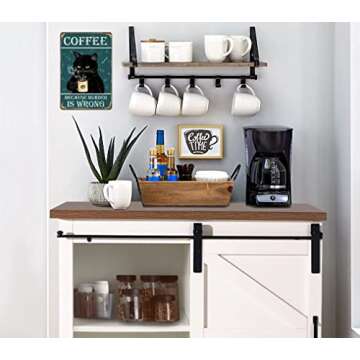 Vintage Coffee Bar Sign - "Coffee Because Murder Is Wrong" Humorous Metal Wall Decor for Coffee Station, Perfect Kitchen Sign for Coffee Lovers, 12" * 8" (912)