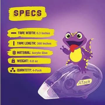 ATack Double Sided Tape Adhesive Runner Roller, 0.3-inch by 360-Inch, 4-Pack, Permanent Double-Sided...