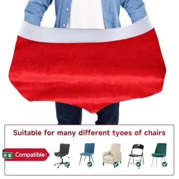 Tibroni 4 PCS Christmas Chair Covers,Santa Chair Covers and 4 Pcs Silverware Holders Christmas Dining Chair Covers Stretchy Red Xmas Chair Seat for Christmas Holiday Festival Party Decor