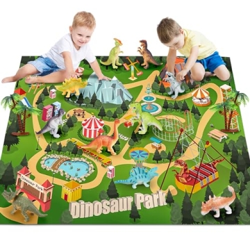 Realistic Dinosaur Toys Playset with Activity Mat for Kids