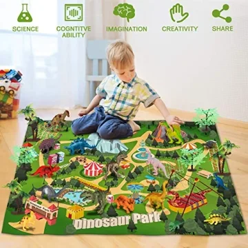 Realistic Dinosaur Toys Playset with Activity Mat for Kids