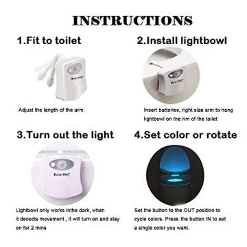 Best Light Motion Activated Toilet Night Light Plastic Toilet Nightlight