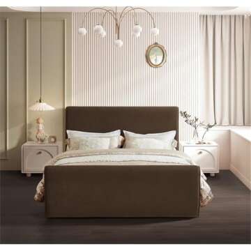 Pemberly Row Modern/Contemporary Brown Finish Velvet King Bed