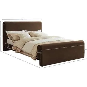 Pemberly Row Modern/Contemporary Brown Finish Velvet King Bed
