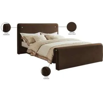 Pemberly Row Modern/Contemporary Brown Finish Velvet King Bed