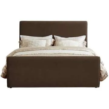 Pemberly Row Modern/Contemporary Brown Finish Velvet King Bed