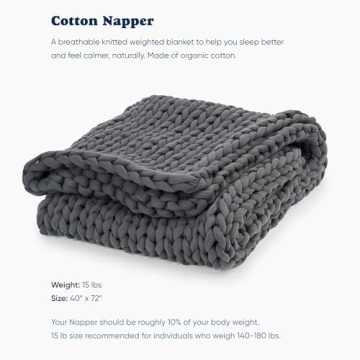 Bearaby Cotton Hand-Knit Weighted Blanket for Adults