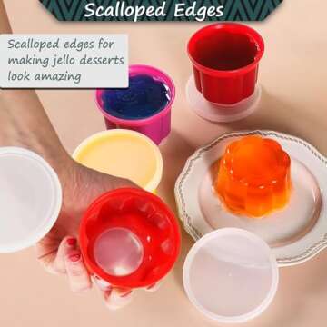 Home-X Set of 6 Small Plastic Cups with Lids - Reusable Plastic Dessert Molds for Jello, Gelatin, Ice Cream - Food and Dishwasher Safe Small Freezer Containers for Making Desserts