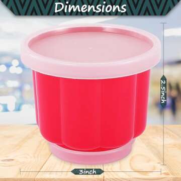 Home-X Set of 6 Small Plastic Cups with Lids - Reusable Plastic Dessert Molds for Jello, Gelatin, Ice Cream - Food and Dishwasher Safe Small Freezer Containers for Making Desserts