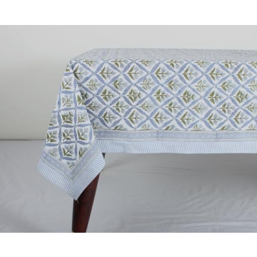 Ridhi Steel Blue Rectangle Cotton Tablecloth for Events