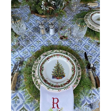 Ridhi Steel Blue Rectangle Cotton Tablecloth for Events