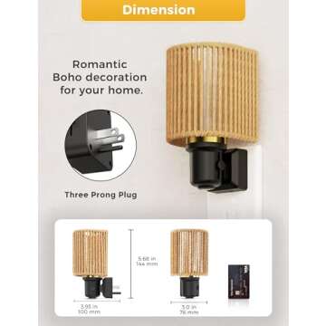L LOHAS LED Night Lights Plug into Wall, Boho Night Light, Decorative Bohemian Night Light, Dimmable 0-100LM, 3000K, Light Sensor, Vintage Night Light Farmhouse for Bedside Bedroom Bathroom, 1 Pack
