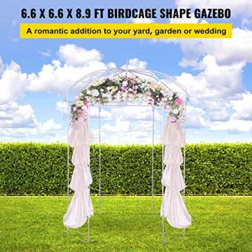 VEVOR Birdcage Shape Garden Arch, 9' High x 6.6' Wide, Heavy Duty Wrought Iron Arbor, Wedding Arch T...