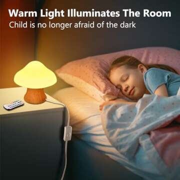 ANGTUO Wooden Mushroom Lamp, 16 Color Changing Mushroom Night Light, Adorable Mushroom Light with Two Remote Controls