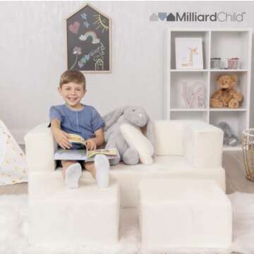 Milliard Kids Couch - Modular Kids Sofa for Toddler and Baby Playroom/Bedroom Furniture (Ivory) with...