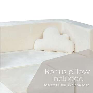 Milliard Kids Couch - Modular Kids Sofa for Toddler and Baby Playroom/Bedroom Furniture (Ivory) with Bonus Pillow