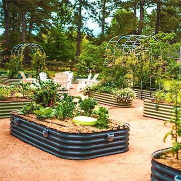 Vego garden Raised Garden Bed Kit, 17" Tall 10 in 1 Modular Raised Garden Beds Kit, Metal Planter Box for Vegetables, Flowers, Herbs, Modern Gray