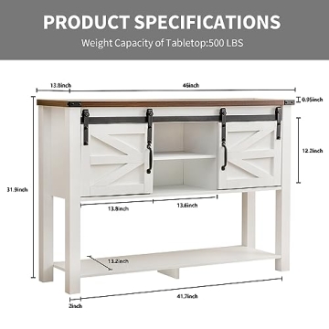 GAZHOME Farmhouse Entryway Table with Sliding Barn Doors