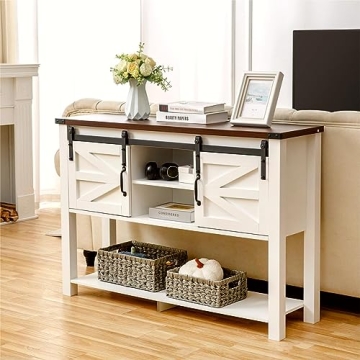 GAZHOME Farmhouse Entryway Table with Sliding Barn Doors