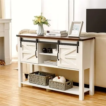 GAZHOME Farmhouse Entryway Table with Sliding Barn Doors