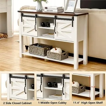 GAZHOME Farmhouse Entryway Table with Sliding Barn Doors