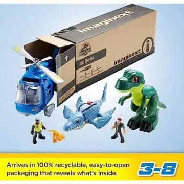 Fisher-Price Imaginext Jurassic World Dinosaur Toys, Dino Chopper with 3 Dinosaurs and Owen Grady Fi...