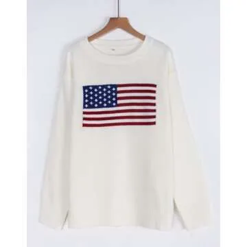 Shermie Women's Casual American Flag Sweater Lightweight