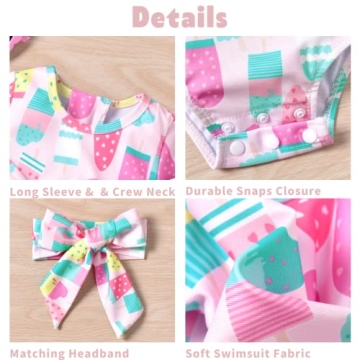 Aalizzwell Baby Girls Swimsuit Cute Ice Cream Design