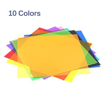 10 Pieces Colored Overlays Light Gels Transparency Color Film Plastic Sheets Correction Gel Light Fi...