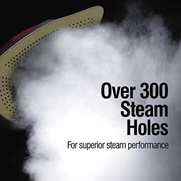 CHI Steam Iron with 300+ Holes for Powerful Steam and Temperature Guide
