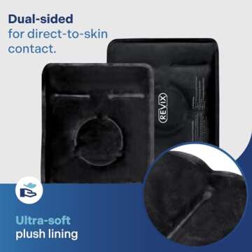 REVIX Ice Packs for Knee Relaxation, Reusable Gel Ice Wraps with Cold Compression for Enhanced Flexibility and Recovery, Plush Cover and Long-Lasting Cold, A Set of Two, Black