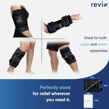 REVIX Ice Packs for Knee Relaxation, Reusable Gel Ice Wraps with Cold Compression for Enhanced Flexibility and Recovery, Plush Cover and Long-Lasting Cold, A Set of Two, Black