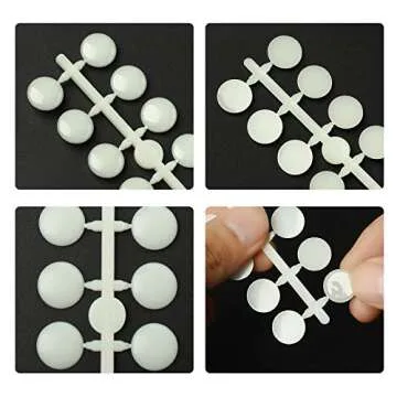 240 Pcs Round False Nail Display Tips- Natural Color Nail Art Display Chart Nail Art Color Display Tips Tool Nail Swatch Sticks with Adhesive Sticker for Nail Polish Training Practicing Displaying
