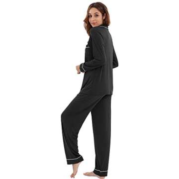 WiWi Viscose from Bamboo Pajamas Set for Women Soft Long Sleeve Button Down Sleepwear Plus Size Pj L...