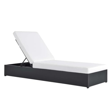 Modway Tahoe Outdoor Chaise Lounge - Gray White Aluminum with Weather-Resistant Cushions
