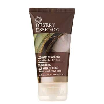 Desert Essence Coconut Shampoo & Conditioner Travel Size Bundle - 1.5 Fl Oz - Nourishing For Dry Hair - Moisturizing - Softening - Hydrating - Anti-Frizz - Shea Butter - Certified Organic