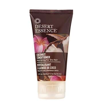 Desert Essence Coconut Shampoo & Conditioner Travel Size Bundle - 1.5 Fl Oz - Nourishing For Dry Hair - Moisturizing - Softening - Hydrating - Anti-Frizz - Shea Butter - Certified Organic