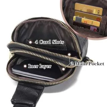 INICAT Travel Small Sling Bag Leather Crossbody Bags for Women Fanny Packs Cross Body Bag for Woman Cross Body Purses(Dark Black)