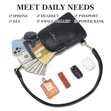 INICAT Travel Small Sling Bag Leather Crossbody Bags for Women Fanny Packs Cross Body Bag for Woman Cross Body Purses(Dark Black)