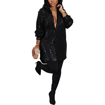 Womens Long Sleeve Sequin Dress for Parties and Clubs