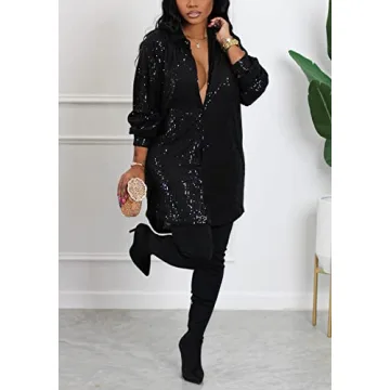 Womens Long Sleeve Sequin Dress for Parties and Clubs