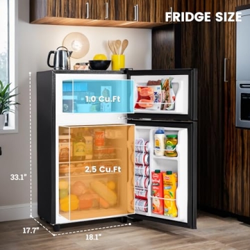 Compact 3.47 Cu.ft Mini Fridge with Freezer