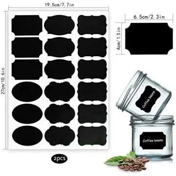 156PCS Chalkboard Labels, Premium Reusable Label Stickers, Chalk Labels for Pantry and Jars: Storage Bins, Mason, Spice, Glass, Cups, Containers, 2 Pack Erasable Chalk Marker (White/Yellow)
