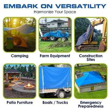 TARPATOP Multi-Purpose Waterproof Heavy Duty Poly Tarp - 8X10 Large Blue Tarp with Grommets Every 3ft - Rot, Rust, and UV Resistant, Weatherproof Tarp Covers for Camping, Farming, Vehicles, and More